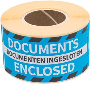 Rillprint etiketten Documenten ingesloten, ft 46 x 125 mm, rol van 250 stuks