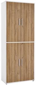 FD Furniture Archiefkast Calvia van 222 cm hoog - wit met oud eiken