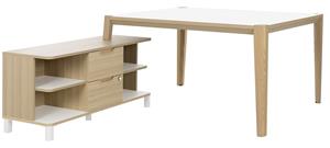 Gamillo Furniture Bureau tafel set Absolu 144 cm breed in wit met eiken