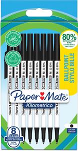 Paper Mate balpen Kilometrico, medium, blister van 8 stuks, zwart