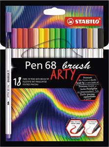 STABILO pen 68 brush ARTY, etui van 18 stuks, assorti