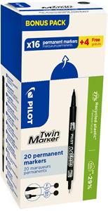 PILOT Permanent-Marker Twin Marker, VALUE PACK, schwarz