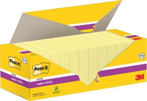 Post-It Super Sticky notes, 90 vel, ft 76 x 76 mm, geel, pak van 12 blokken + 12 gratis
