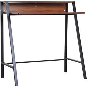 HOMdotCOM Bureau computertafel zwart metaal/donker hout 84 x 45 x 85 cm