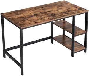 Hoout Bureau / Computertafel - 2 planken - Vintabruin + zwart