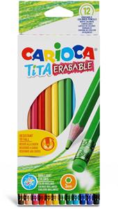 Carioca kleurpotlood met gum Tita, 12 stuks in een kartonnen etui