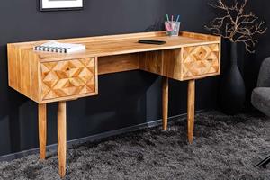 Invicta Interior Massief houten bureau ALPINE 135 cm natuurlijke acaciahoningafwerking met opberglades - 43738