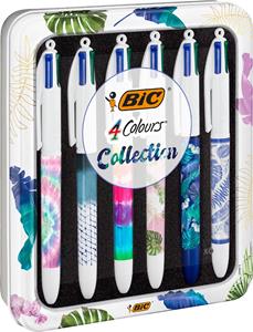 Bic 4 Colours Tie&Dye balpen, medium, doos van 6 stuks