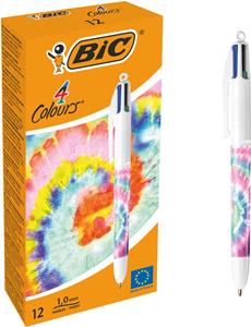 Bic 4 Colours Decors balpen Botanical Universe, medium, doos van 12 stuks