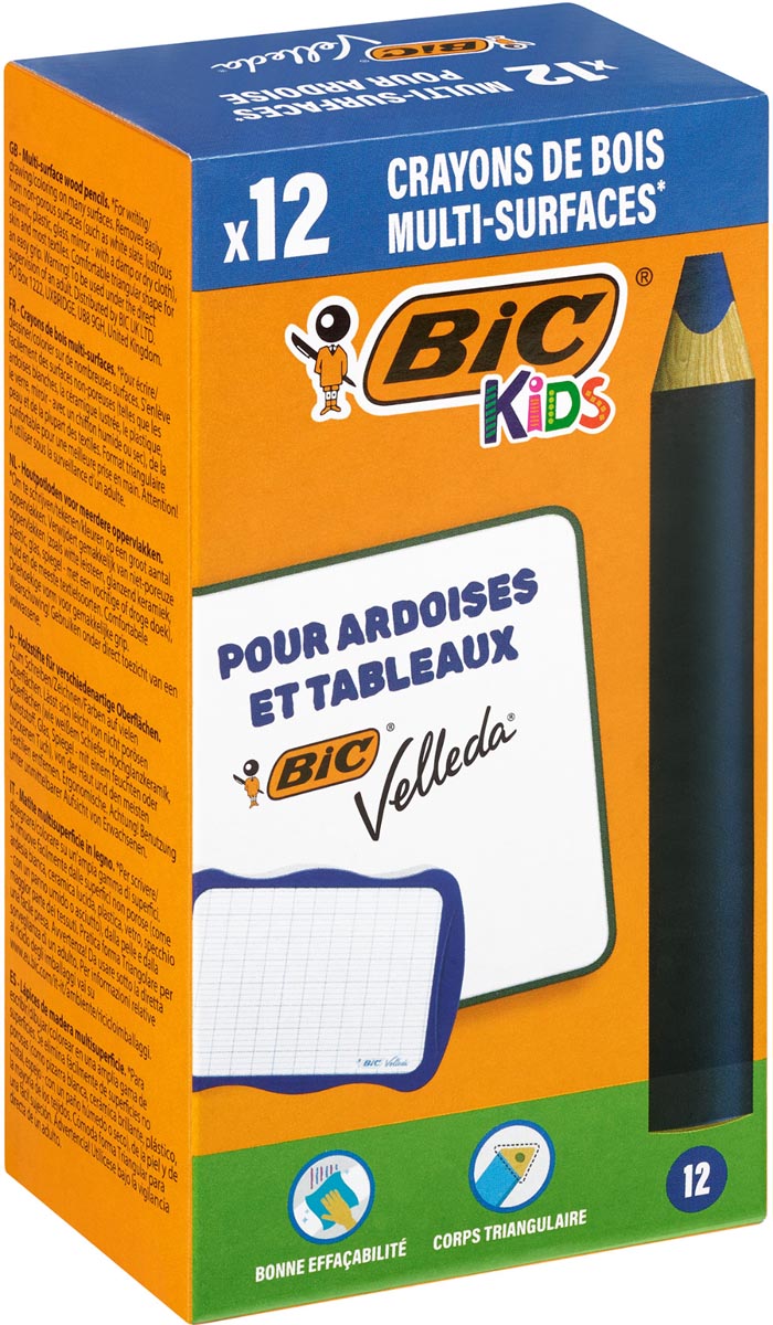 Bic Kids potlood voor whiteboards Multisurface, blauw, doos van 12 stuks