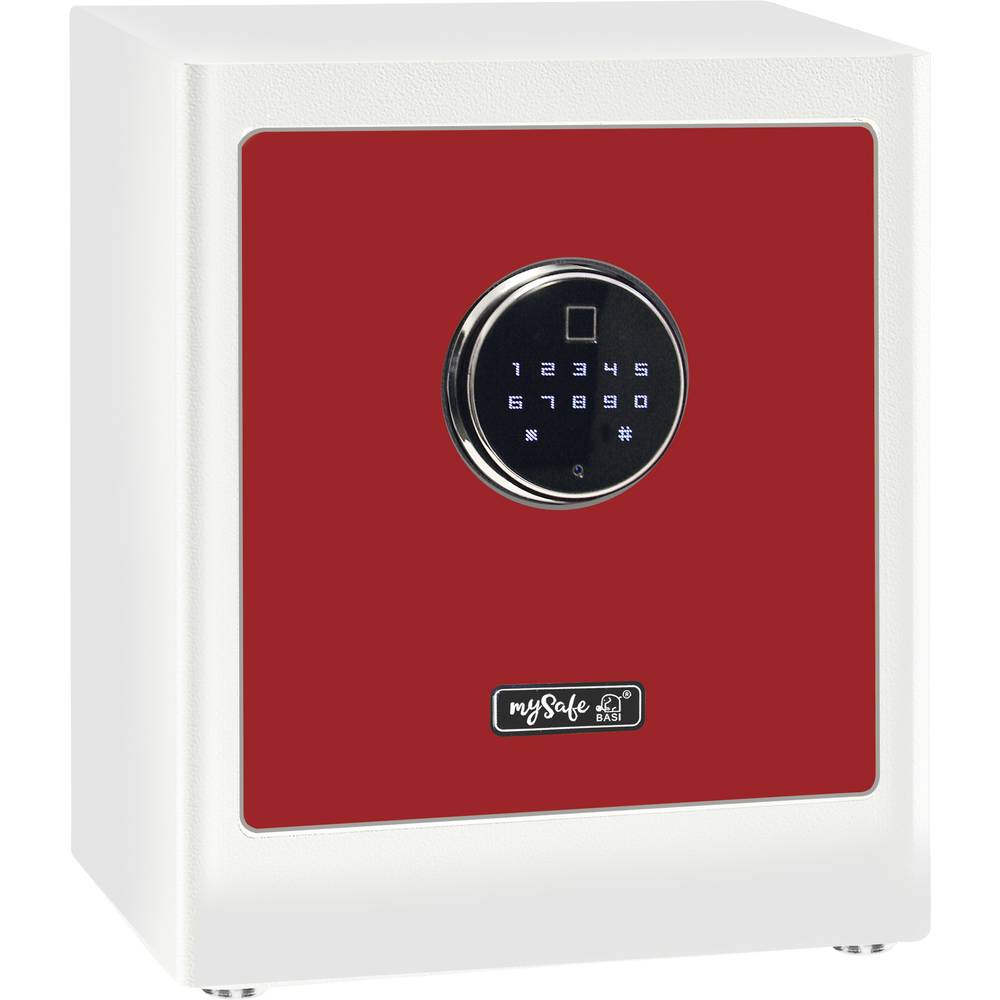 Basi 2020-0000-1014 mySafe Premium 350 Möbeltresor Zahlenschloss, Fingerabdruckschloss Weiß-Rot