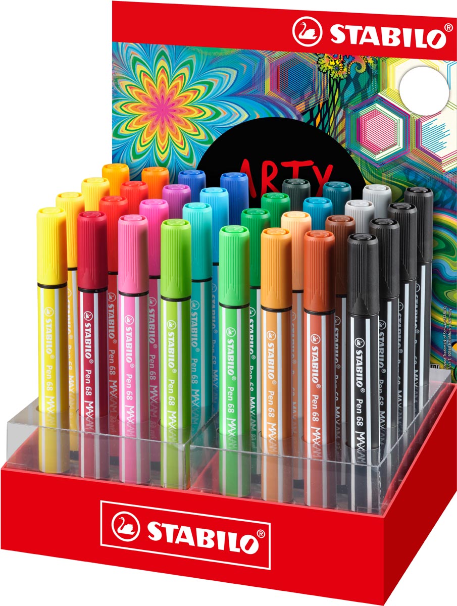 STABILO pen 68 viltstift MAX ARTY, display van 32 stuks, assorti