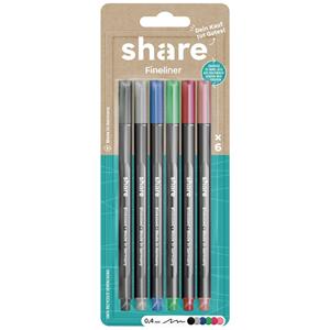 Share 4-0006-6 Fineliner Zwart, Grijs, Blauw, Groen, Rood, Oranje 0.4 mm 1 set(s)