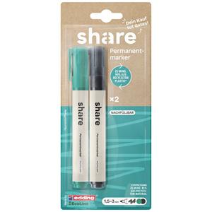 Share 4-0009-2 Permanent marker Zwart, Groen Watervast: Ja