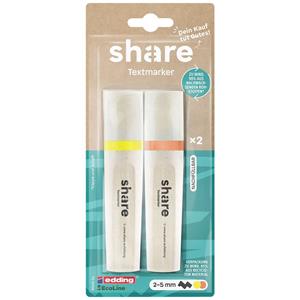 Share Textmarker 4-0007-2 Neon-geel, Neon-oranje 2 mm, 5 mm 2 stuk(s)