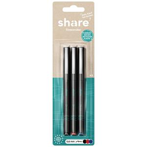 Share Rollerballpen 0.6 mm Zwart, Rood, Blauw 4-0010-3 3 stuk(s)