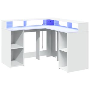 vidaXL Bureau met LED-verlichting 130x130x91 cm bewerkt hout wit