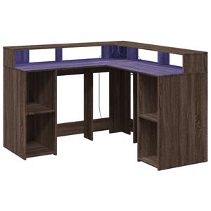 vidaXL Bureau met LED-verlichting 130x130x91 cm hout bruin eikenkleur