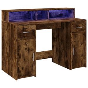 vidaXL Bureau met LED-verlichting 120x55x91 cm hout gerookt eikenkleur