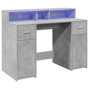 vidaXL Bureau met LED-verlichting 120x55x91 cm bewerkt hout betongrijs