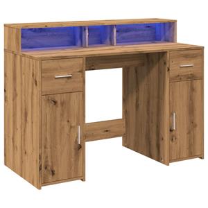 vidaXL Bureau met LED-verlichting 120x55x91 cm hout artisanaal eiken