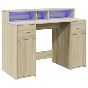 vidaXL Bureau met LED-verlichting 120x55x91 cm hout sonoma eikenkleur