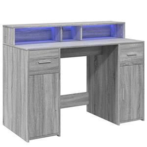 vidaXL Bureau met LED-verlichting 120x55x91 cm hout grijs sonoma eiken