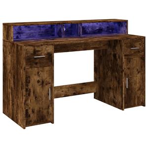 vidaXL Bureau met LED-verlichting 140x55x91 cm hout gerookt eikenkleur