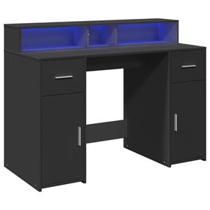 vidaXL Bureau met LED-verlichting 120x55x91 cm bewerkt hout zwart