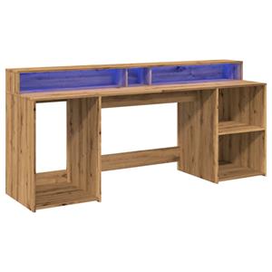 vidaXL Bureau met LED-verlichting 200x55x91 cm hout artisanaal eiken