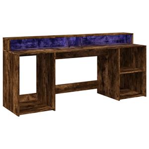 vidaXL Bureau met LED-verlichting 200x55x91 cm hout gerookt eikenkleur