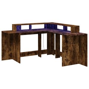 vidaXL Bureau met LED-verlichting 152x152x91 cm hout gerookt eiken