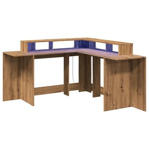 vidaXL Bureau met LED-verlichting 152x152x91 cm hout artisanaal eiken