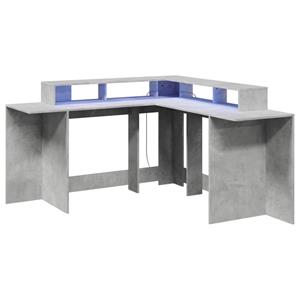 vidaXL Bureau met LED-verlichting 152x152x91 cm hout betongrijs