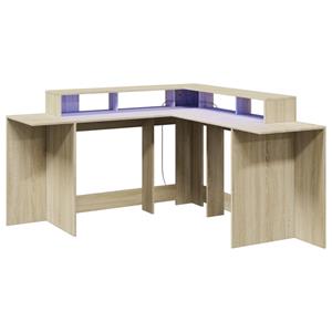 vidaXL Bureau met LED-verlichting 152x152x91 cm hout sonoma eikenkleur