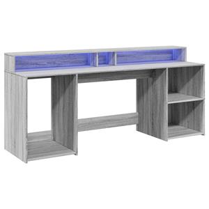 vidaXL Bureau met LED-verlichting 200x55x91 cm hout grijs sonoma eiken