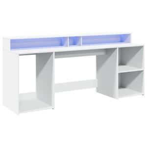 vidaXL Bureau met LED-verlichting 200x55x91 cm bewerkt hout wit