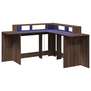 vidaXL Bureau met LED-verlichting 152x152x91 cm hout bruin eikenkleur