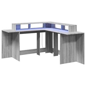 vidaXL Bureau met LED-verlichting 152x152x91 cm hout grijs sonoma