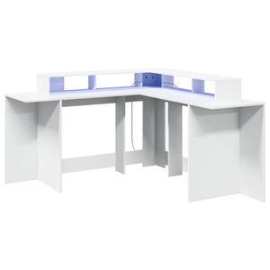 vidaXL Bureau met LED-verlichting 152x152x91 cm bewerkt hout wit