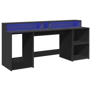 vidaXL Bureau met LED-verlichting 200x55x91 cm bewerkt hout zwart