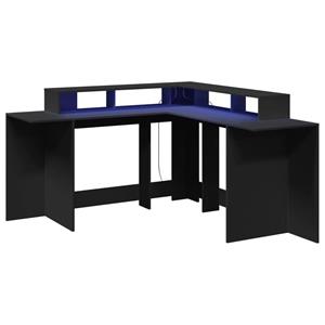 vidaXL Bureau met LED-verlichting 152x152x91 cm bewerkt hout zwart