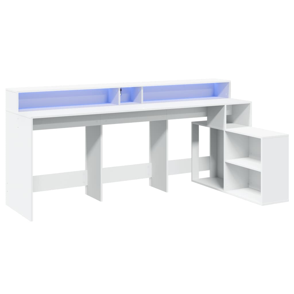 vidaXL Bureau met LED-verlichting 200x104x91 cm bewerkt hout wit