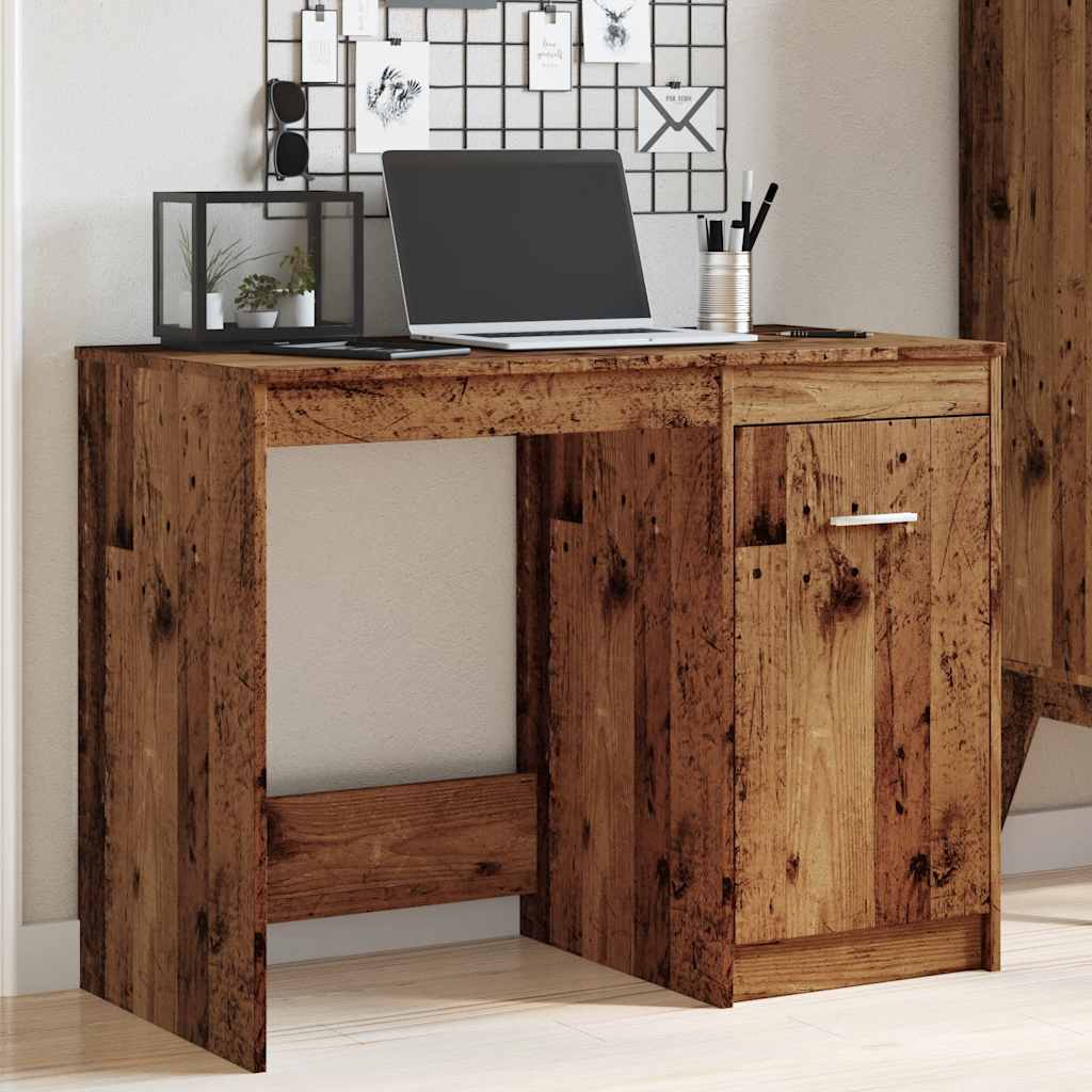 vidaXL Bureau 100x50x76 cm bewerkt hout oud houtkleurig