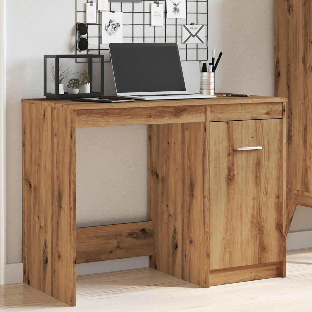 vidaXL Bureau 100x50x76 cm bewerkt hout artisanaal eikenkleur