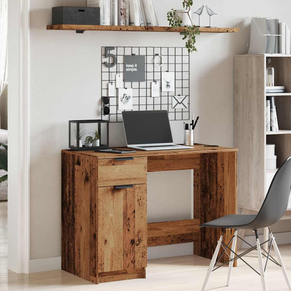 vidaXL Bureau 100x50x75 cm bewerkt hout oud houtkleurig