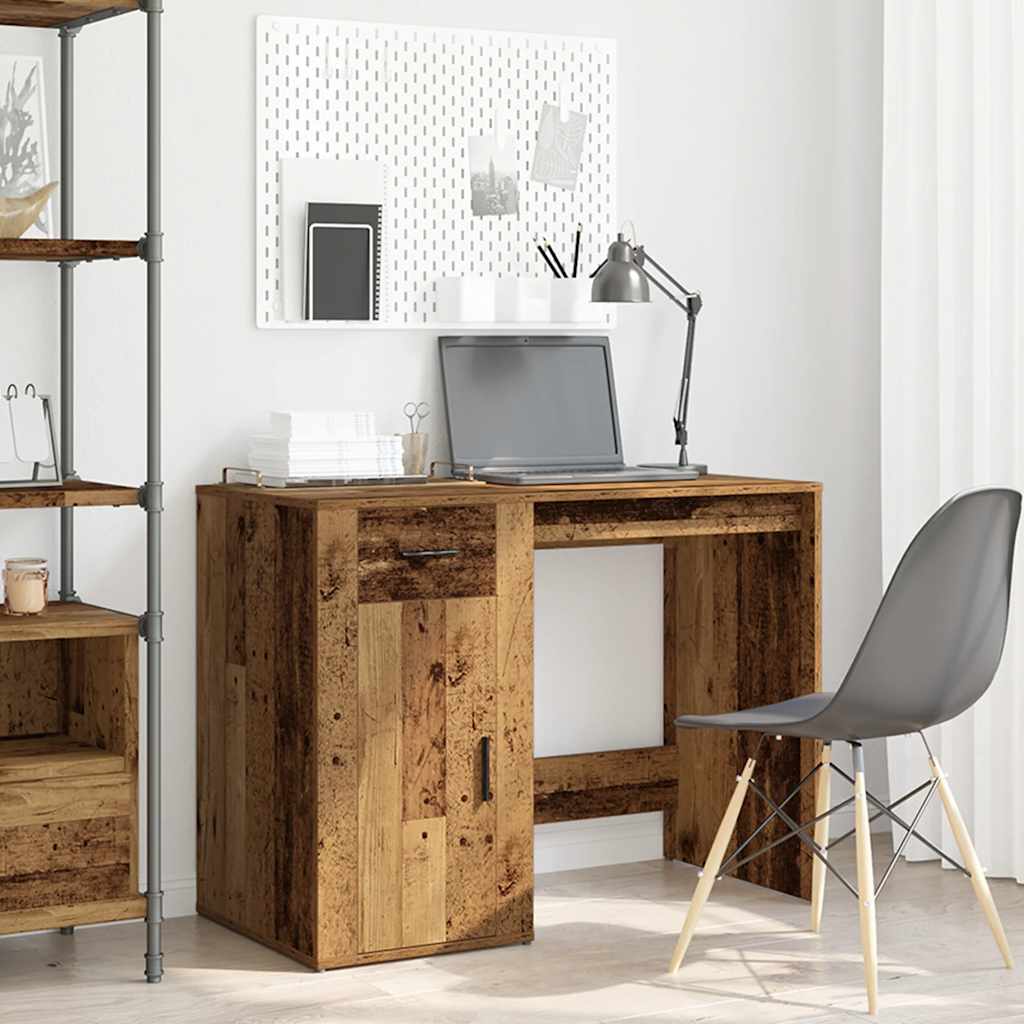 vidaXL Bureau 100x49x75 cm bewerkt hout oud houtkleurig