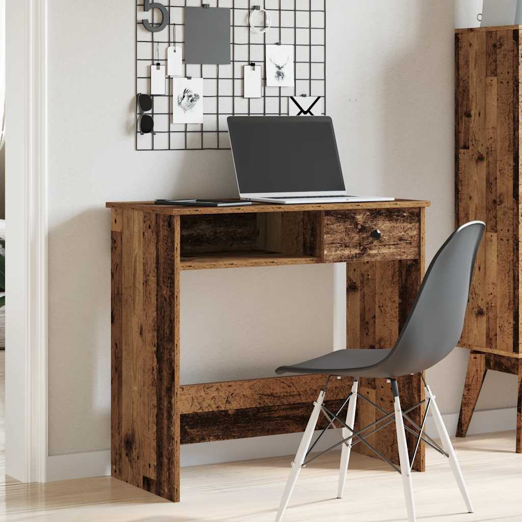 vidaXL Bureau 80x40x75 cm bewerkt hout oud houtkleurig