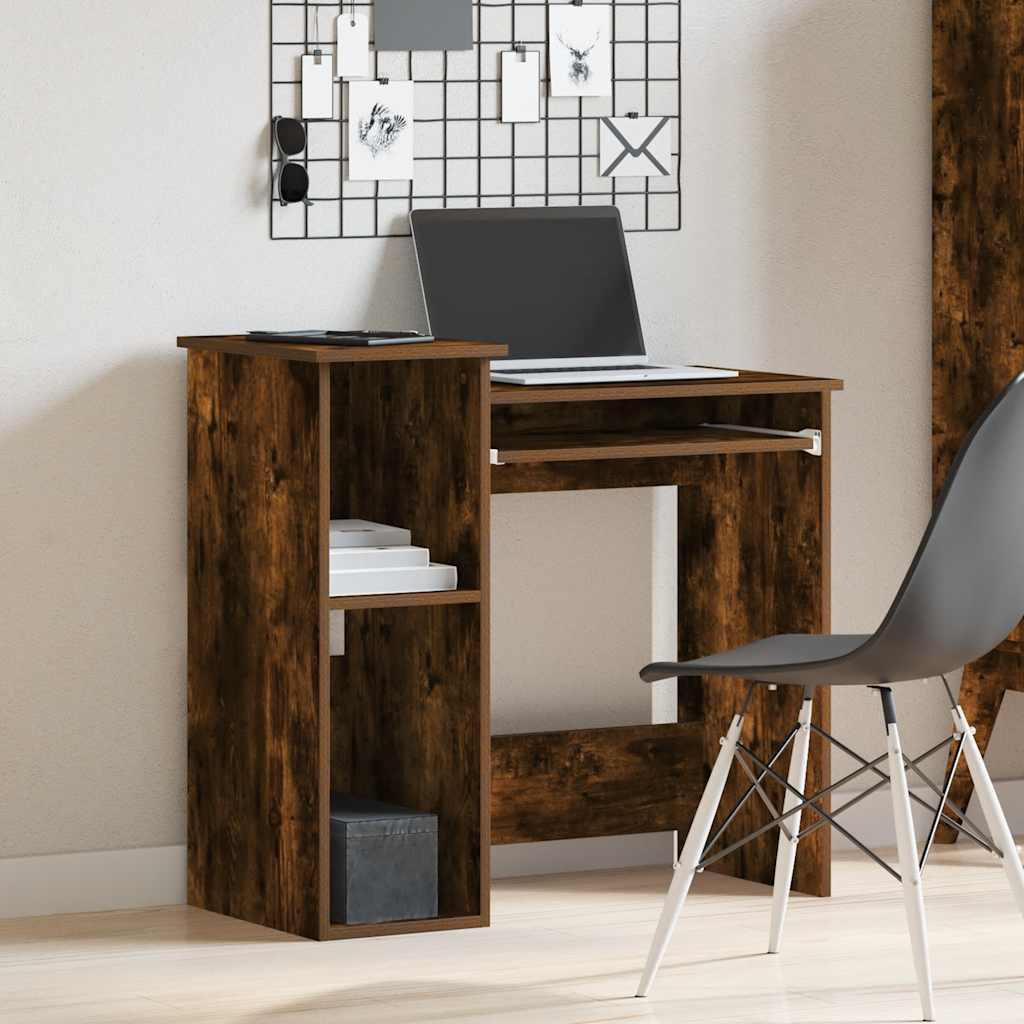 vidaXL Bureau met schappen 84x40x78 cm bewerkt hout gerookt eiken