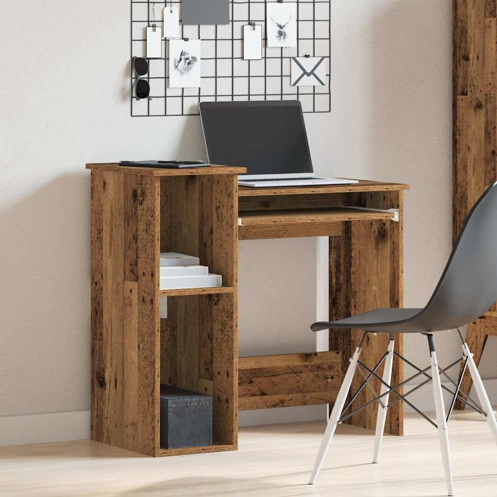 vidaXL Bureau met schappen 84x40x78 cm bewerkt hout oud houtkleurig